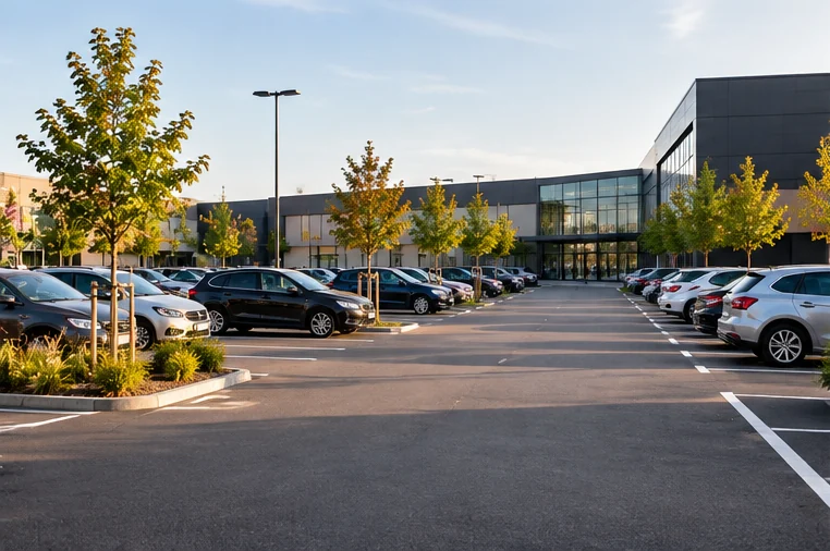 Illustrationsfoto af parkeringsområde med markerede båse
